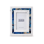 Outside The Box 4x6 White Marble & Blue Amazonite Inlay Photo Frame