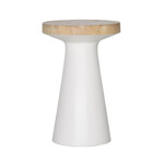 Outside The Box 24x16 Lucille White Natural Suar Wood Round Side Table