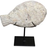 Outside The Box 8x2x8 Fish White & Gray Stone Sculpture On Stand