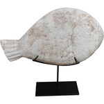 Outside The Box 12x3x12 Fish White & Gray Stone Sculpture On Stand