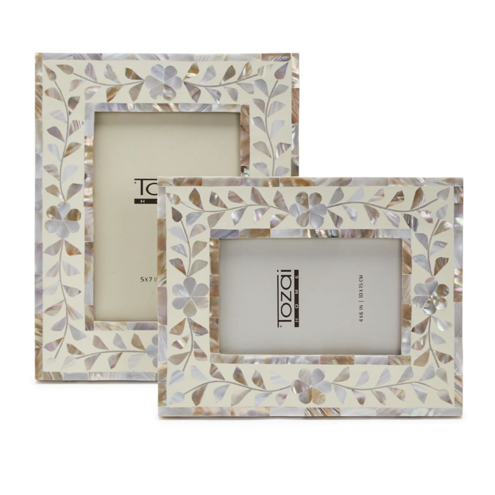 Outside The Box 5x7 Wisteria Tile Mother of Pearl &  Ivory Resin Photo Frame