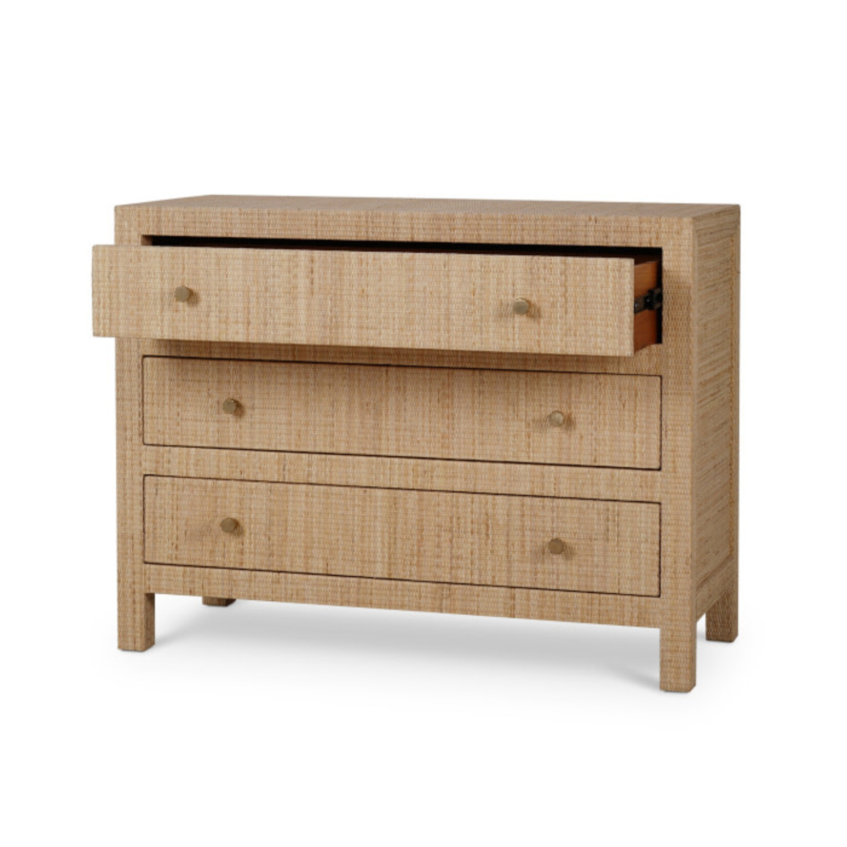 Outside The Box 42x18x35 Kagu Mahogany 3 Drawer Dresser Rattan Wrapped In Natural Rattan - RNAT (QS)