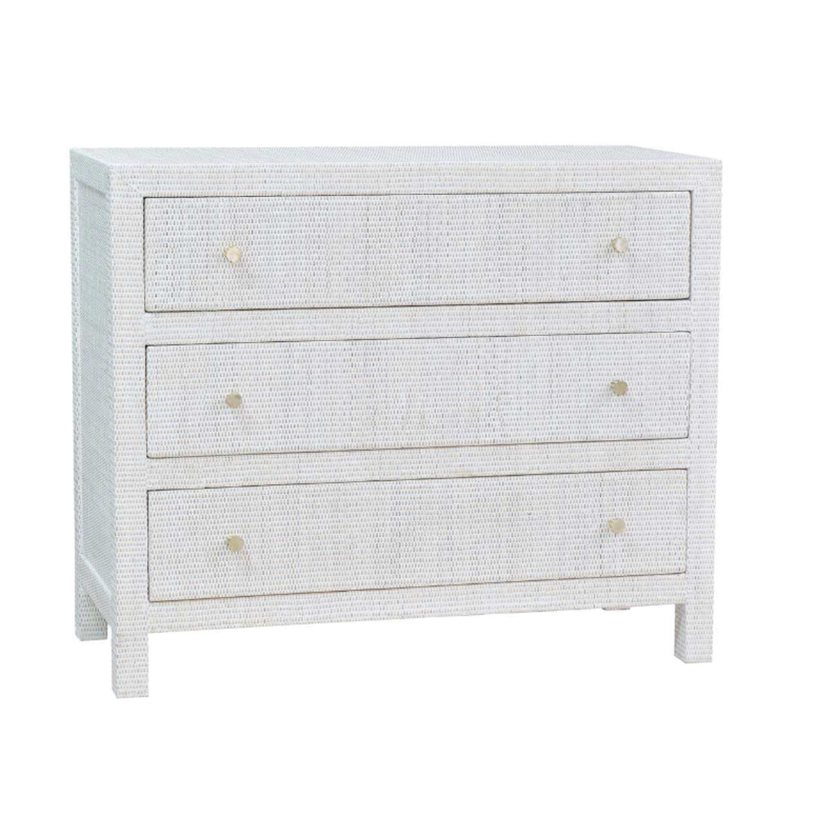 Outside The Box 42x18x35 Kagu Mahogany 3 Drawer Dresser Rattan White Wash - RWWS