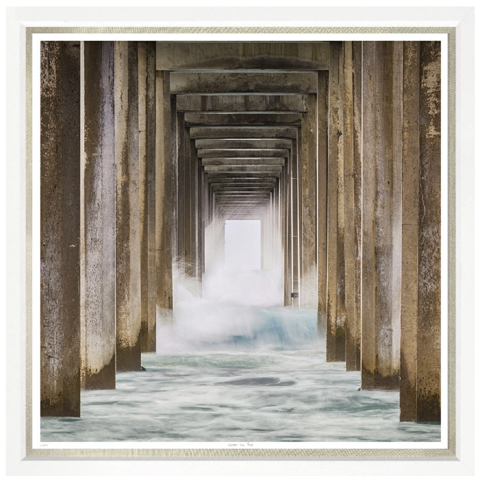 Outside The Box 43x43 Trowbridge Under The Pier Art White Frame With Linen Slip