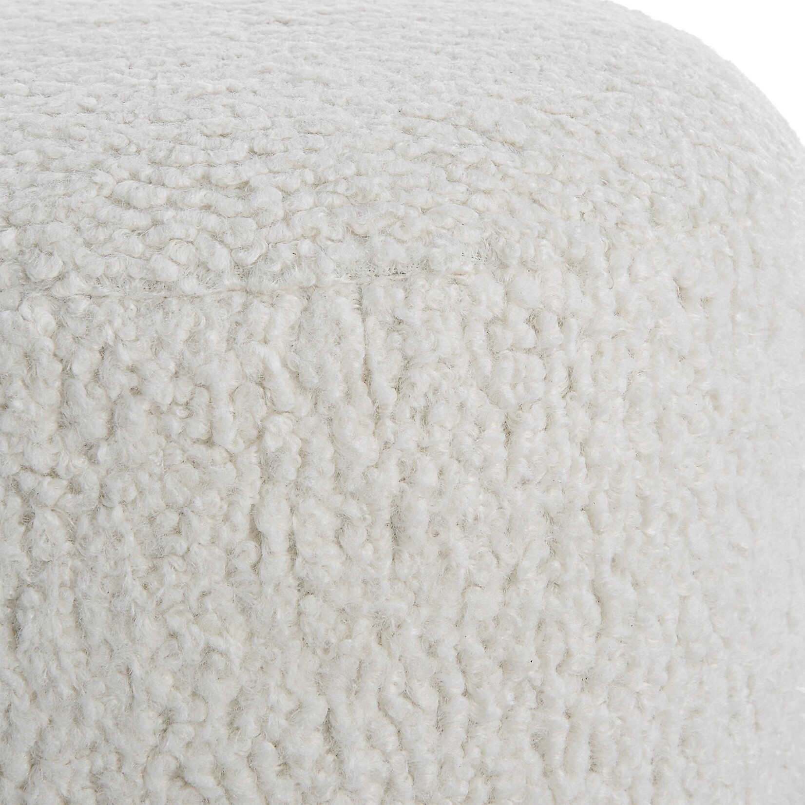 Outside The Box 18x14 Arles White Faux Shearling With Brass Legs Ottoman