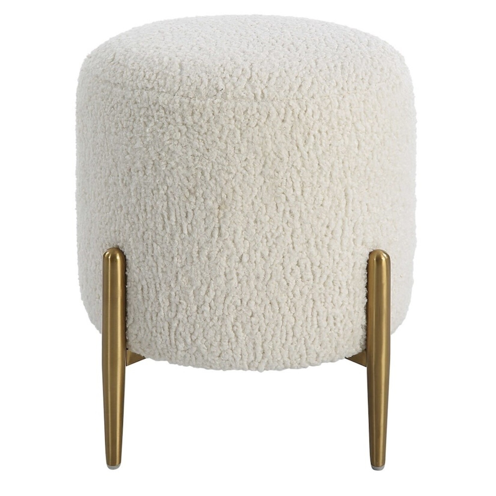 Outside The Box 18x14 Arles White Faux Shearling With Brass Legs Ottoman