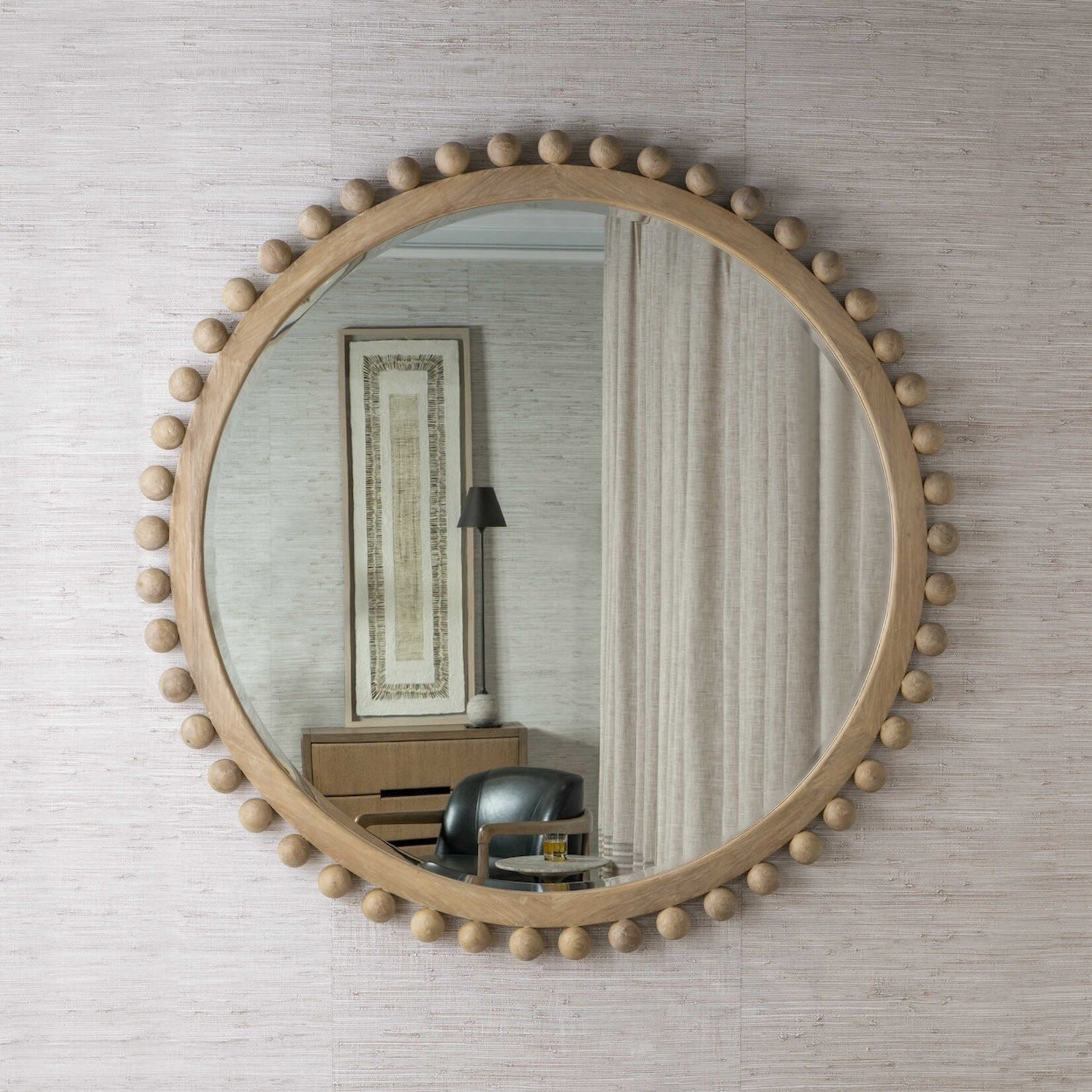Outside The Box 72" Brianza Natural Solid Wood Round Mirror