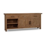 Outside The Box 84x16x36 Tuscan Solid Teak Wood 3 Drawer 2 Door Sideboard In Natural - TNT