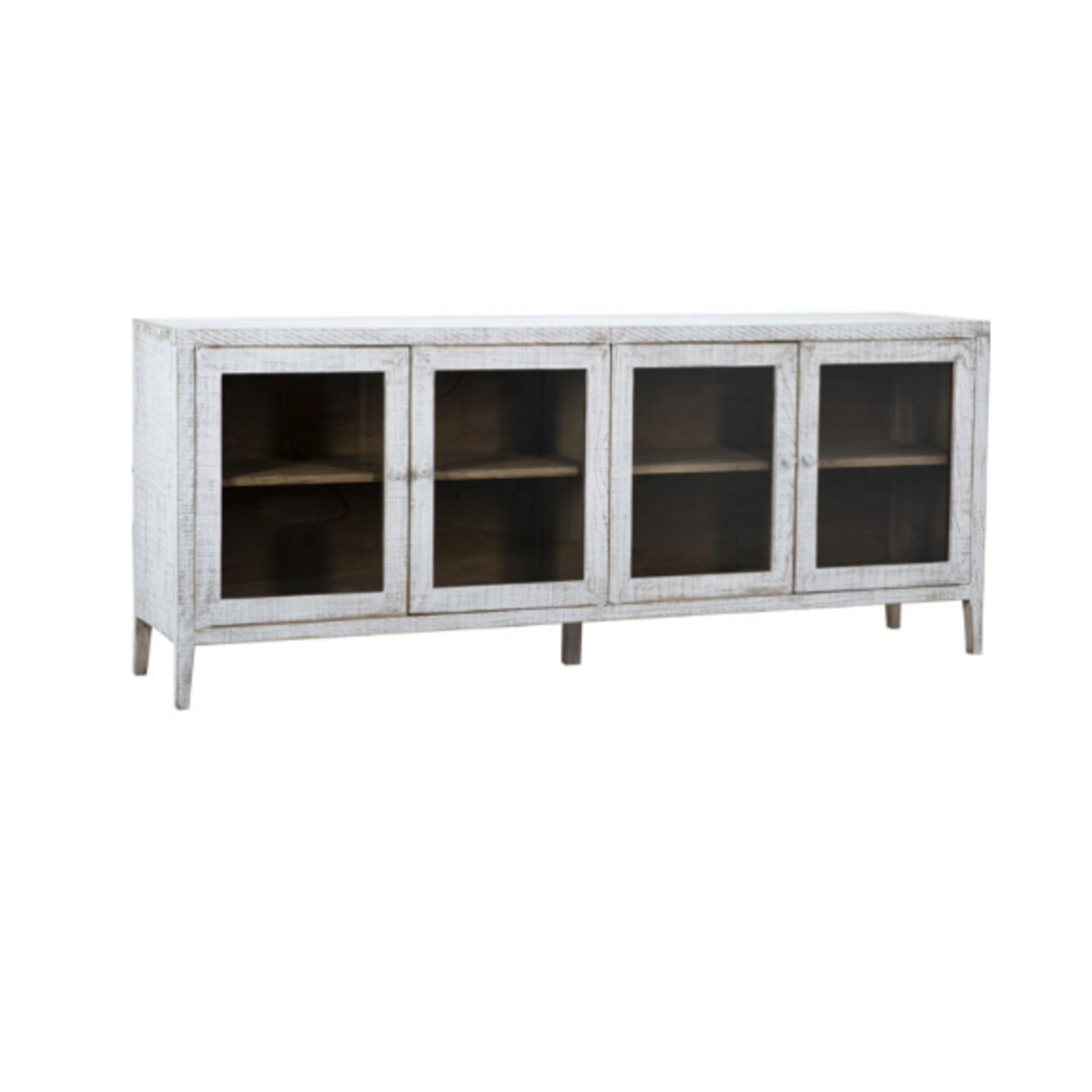 Outside The Box 83x18x34 Agno Reclaimed Pine White Wash Wood 4 Door Sideboard