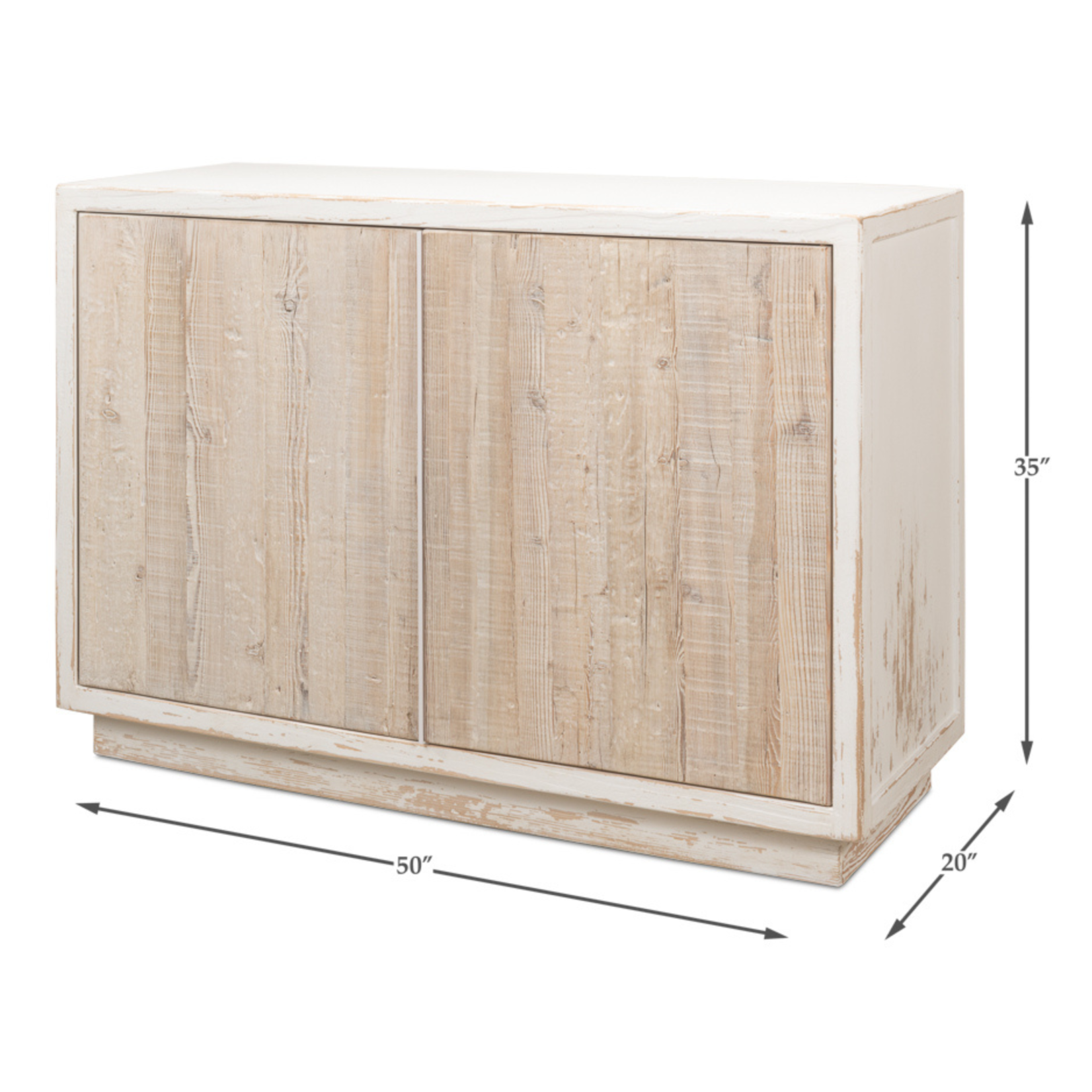 Outside The Box 50x20x35 Stefano Reclaimed Pine Wood White Wash Commode