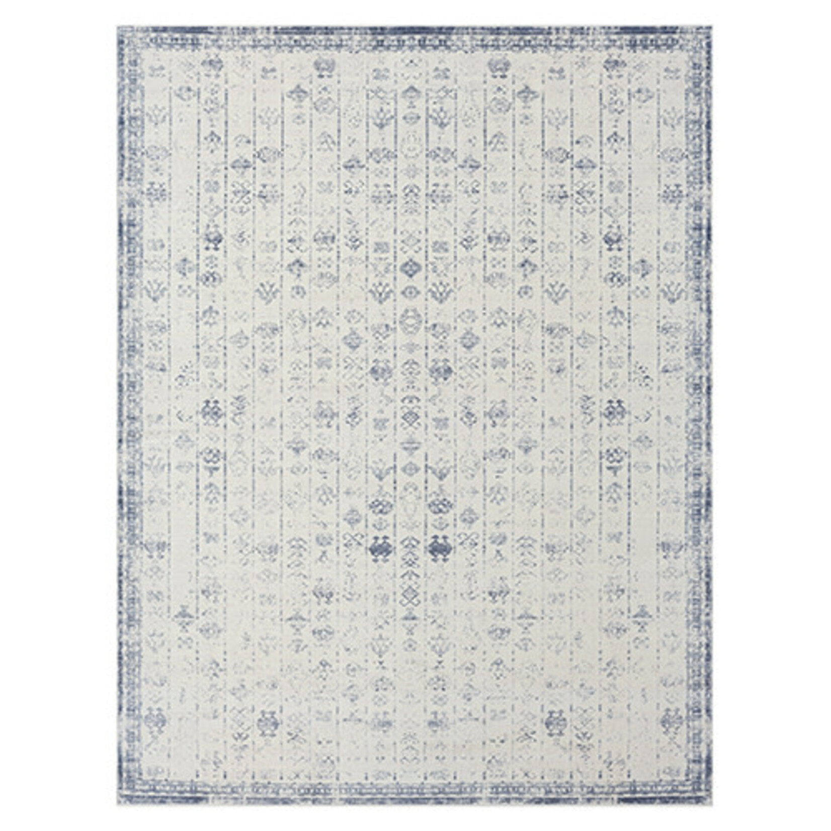 Outside The Box 2' x 5' Aria 100% Polyester & Cotton Back Runner In Blue / Gray - 82427