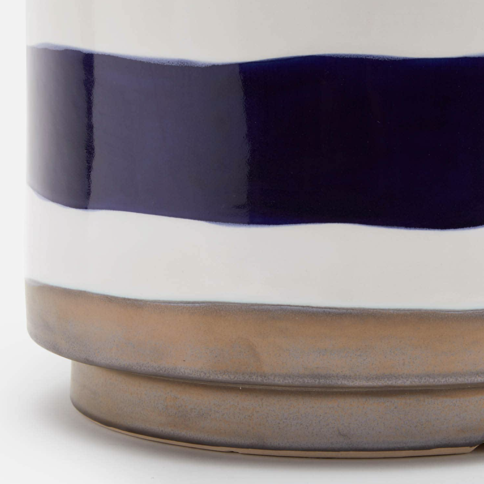 Outside The Box 14x19 Made Goods Belda White & Blue Striped Ceramic Stool