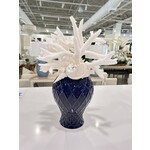 Outside The Box 19" Midnight Ocean Blue & White Coral Vase