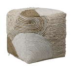 Outside The Box 16x16x16 Emmeline Natural & Ivory Handwoven Jute Pouf