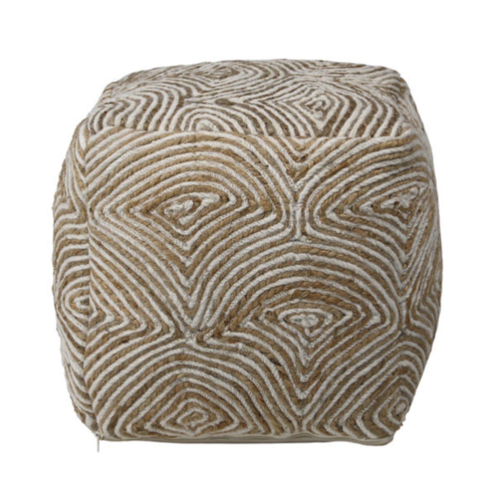 Outside The Box 16x16x16 Tabitha Natural Hand-Woven Wood & Jute Pouf