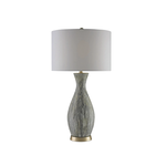 Outside The Box 32" Currey & Co Rana Green, White & Gray Hand PaintedTerracotta Table Lamp