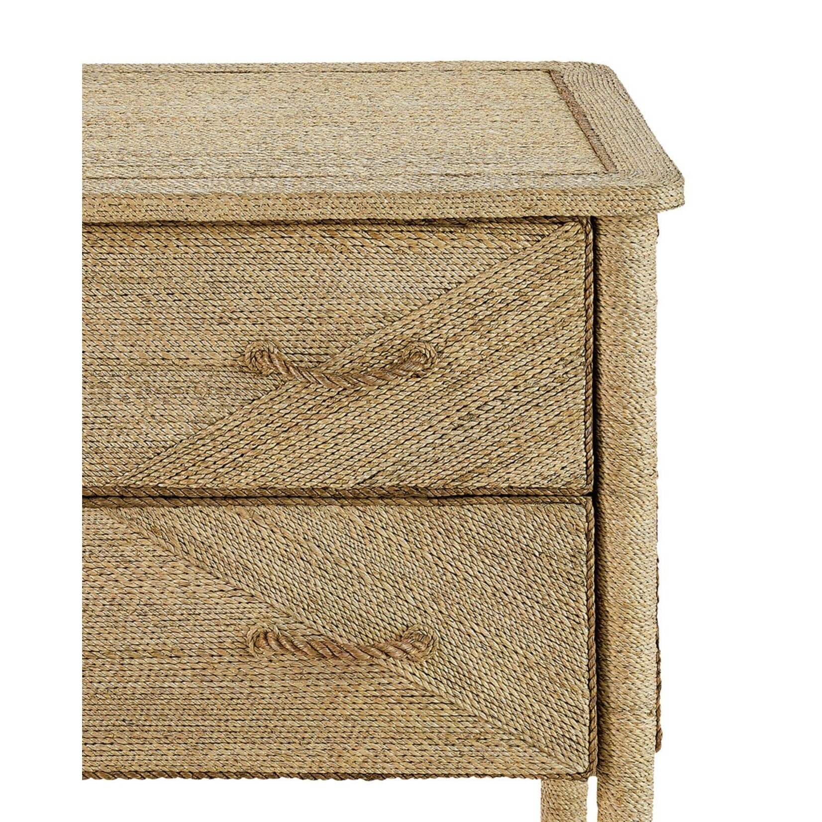Outside The Box 36x22x31 Currey & Co Kaipo Natural Abaca Rope & Wood 2 Drawer Chest