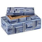 Outside The Box 11" & 8" Set of 2 Cade Blue & White Solid Wood Box
