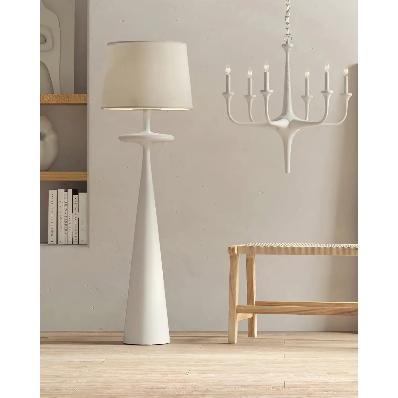 Outside The Box 67" Currey & Co Giacomo White Cast Aluminum Floor Lamp