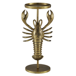 Outside The Box 10x26 Currey & Co Georgetown Lobster Antique Gold Aluminum Drink Table