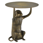 Outside The Box 24x22 Currey & Co Abu Monkey Antique Gold Aluminum Accent Table