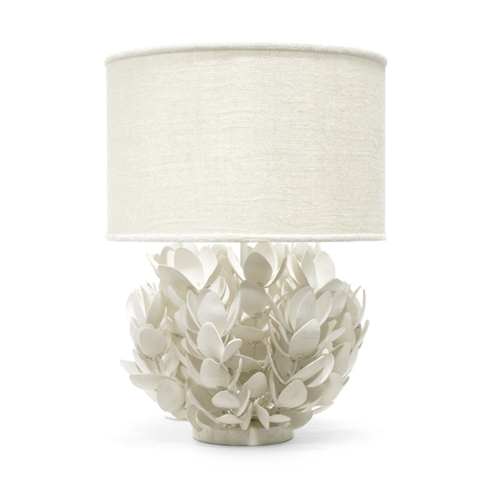 Outside The Box 30” Palecek Coco Magnolia Off-White Hand-Cut Shells Hanging Table Lamp
