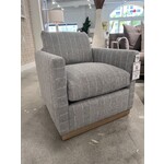 Outside The Box Allie Blue W / Stripe Kid Proof Performance Fabric Upholstered Swivel Chair Washed Oak Base RA251-52 (AA)