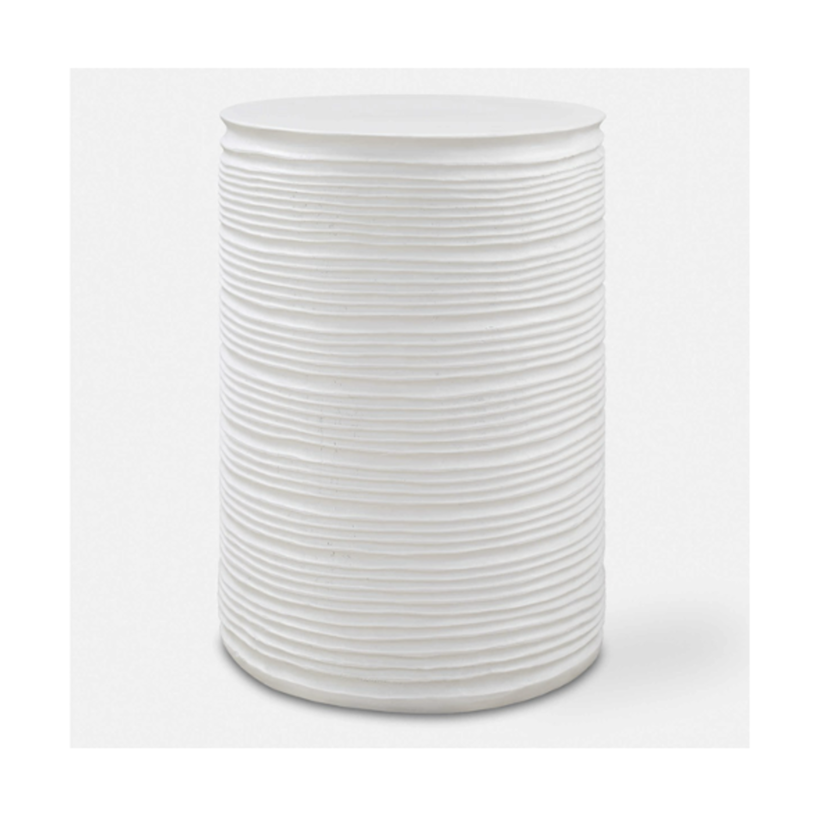 Outside The Box 18x13 Borderline Ivory Resin Round Accent Table