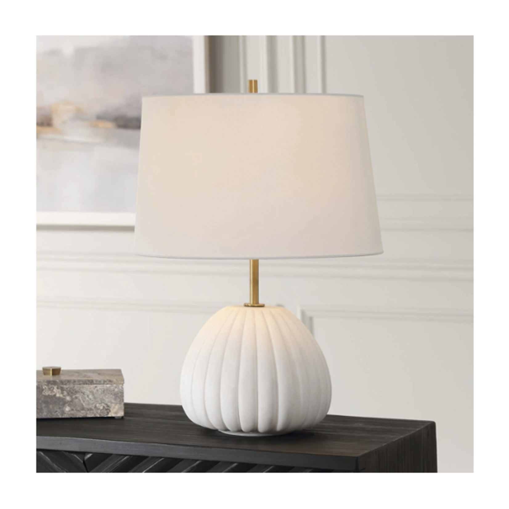 Outside The Box 23" Uttermost Lynna Thassos Ivory Hand-Made Stone Table Lamp