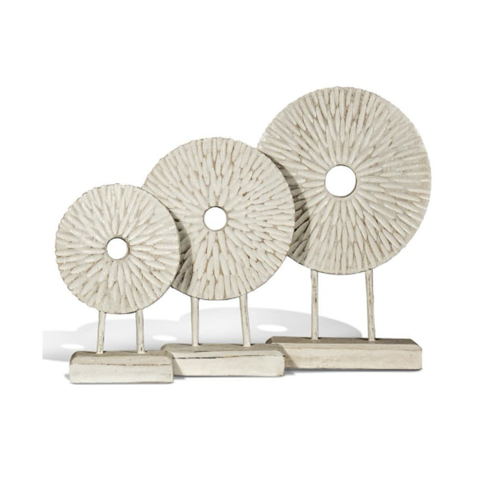 Outside The Box 17", 14" & 11" Set of 3 Sunrise White Wash Mango Wood Sculptures