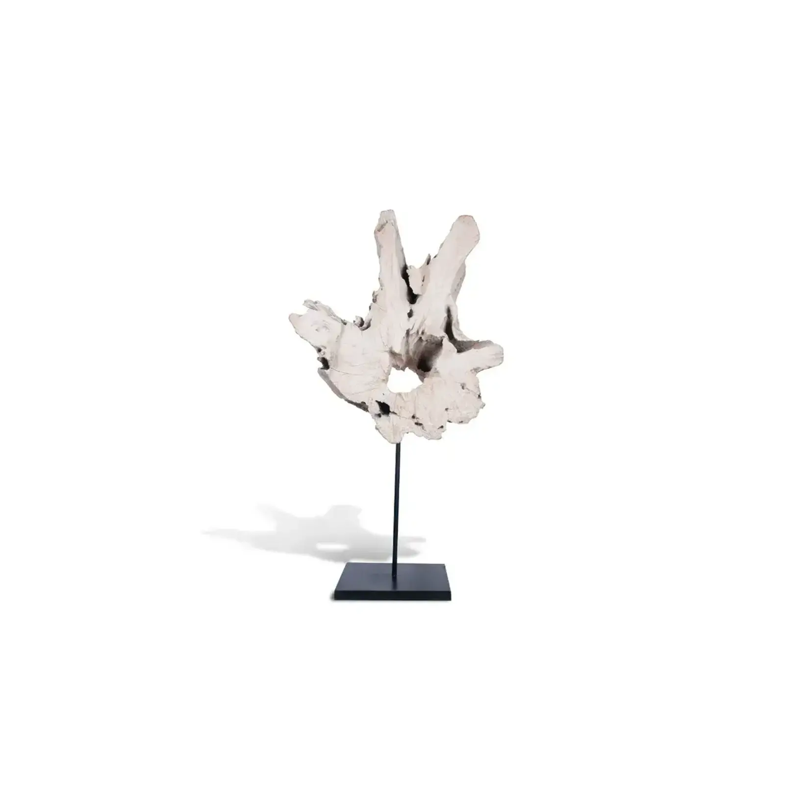 Outside The Box 47" Hemisphere Bleached Teak Wood Sculpture On Base