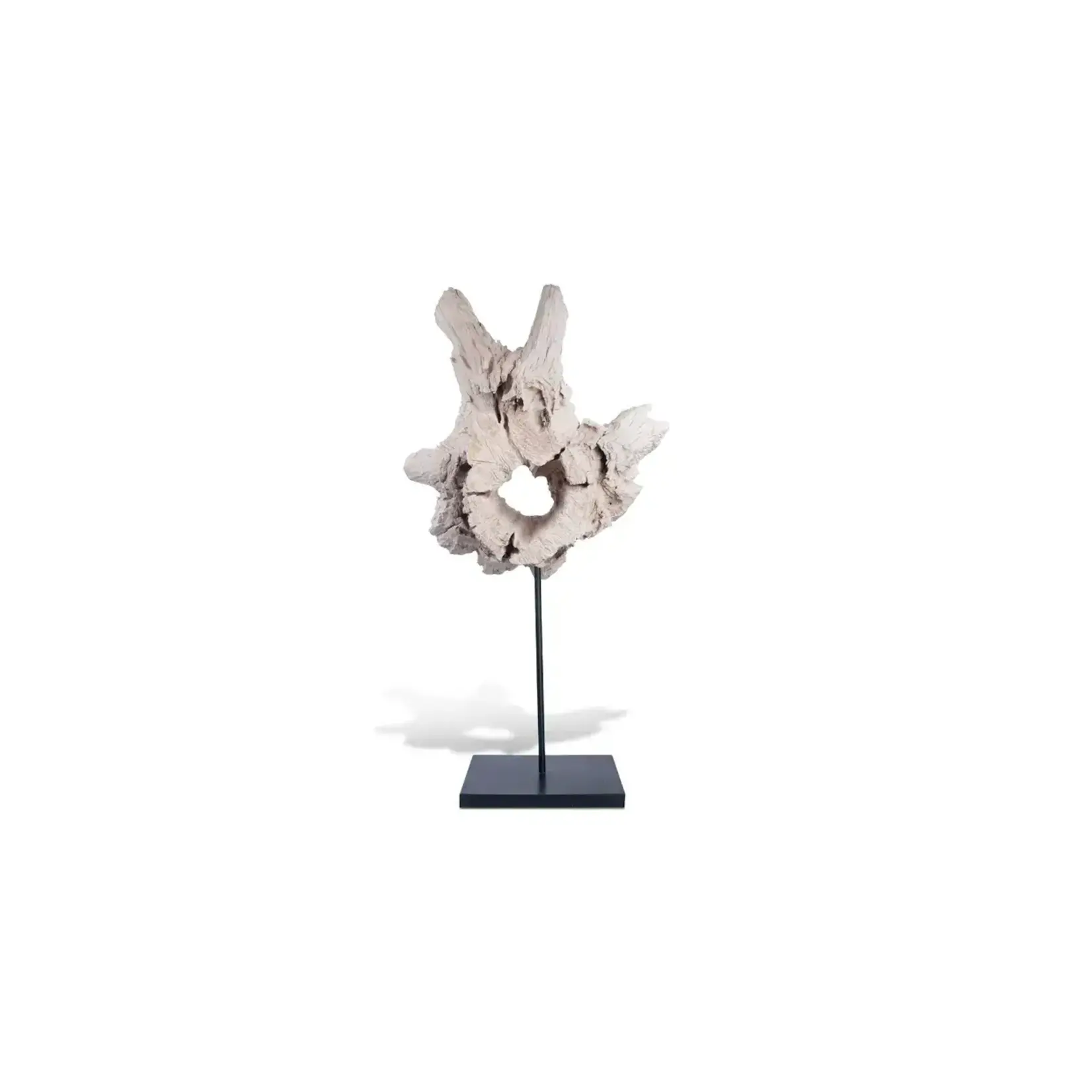 Outside The Box 47" Hemisphere Bleached Teak Wood Sculpture On Base