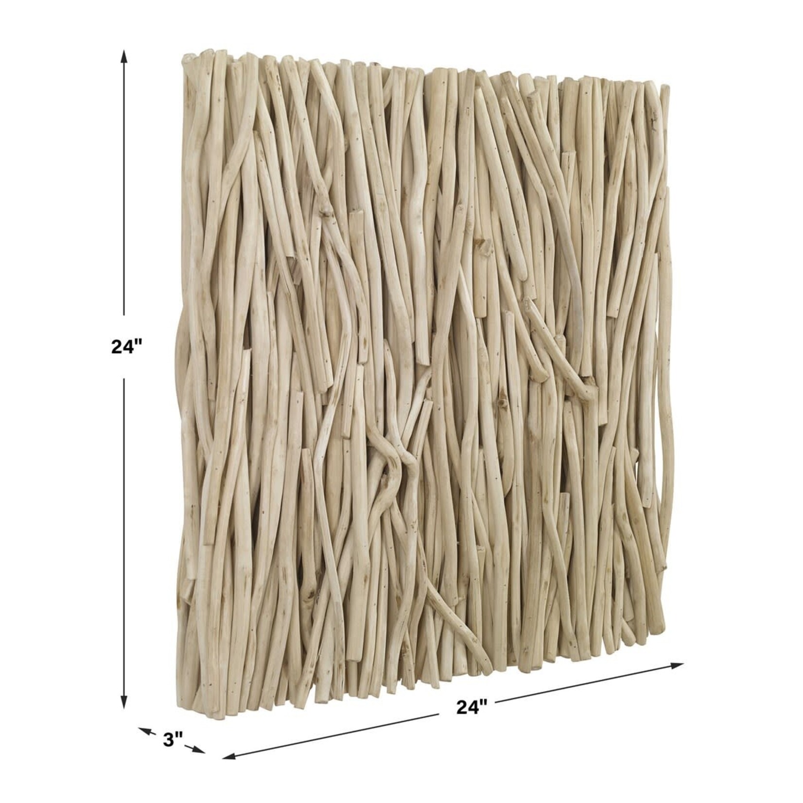 Outside The Box 24x24 Gathered Bleached Teak Wood Square Wall Decor