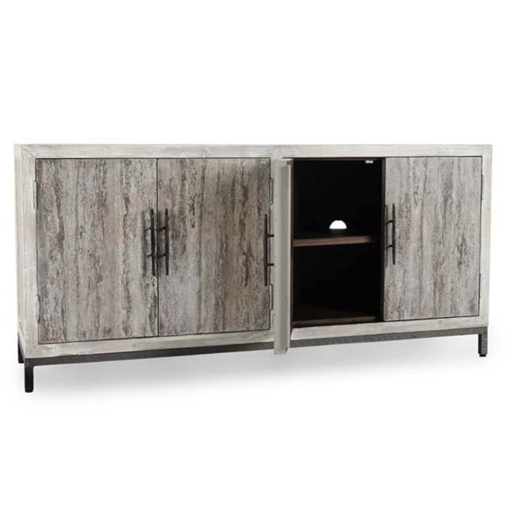 Outside The Box 76x20x36 Lisbon Reclaimed Pine 4 Door Cabinet