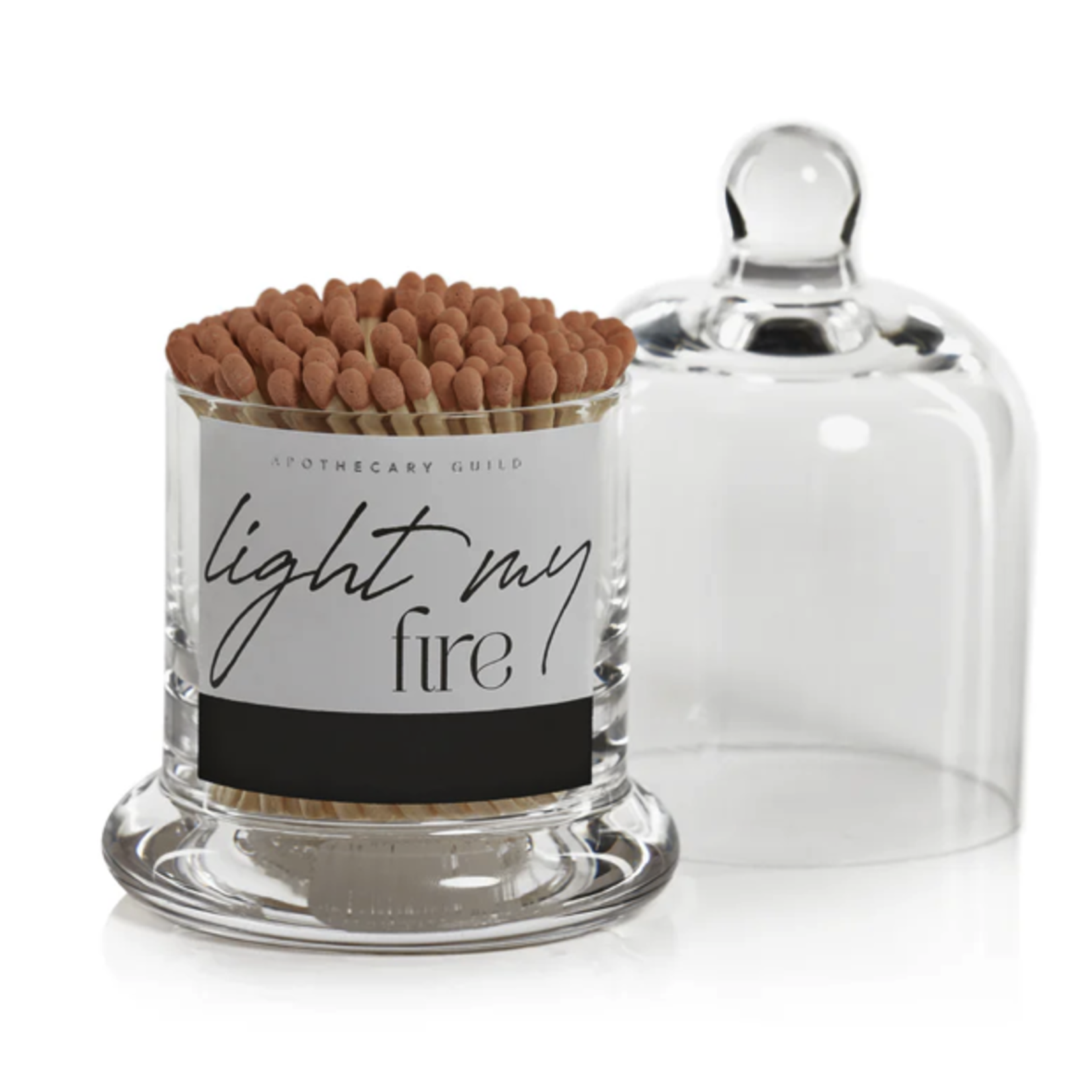 Outside The Box 5" "Light My Fire" White & Orange Matches In Glass Jar