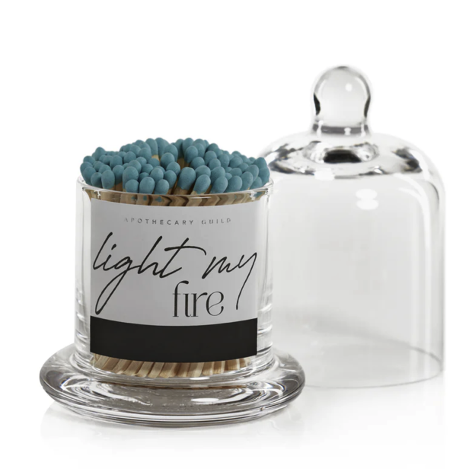 Outside The Box 5" "Light My Fire" White & Blue Matches In Glass Jar