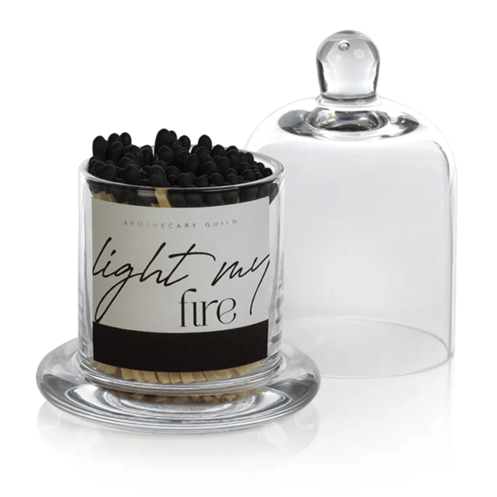 Outside The Box 5" "Light My Fire" White & Navy Blue Matches In Glass Jar