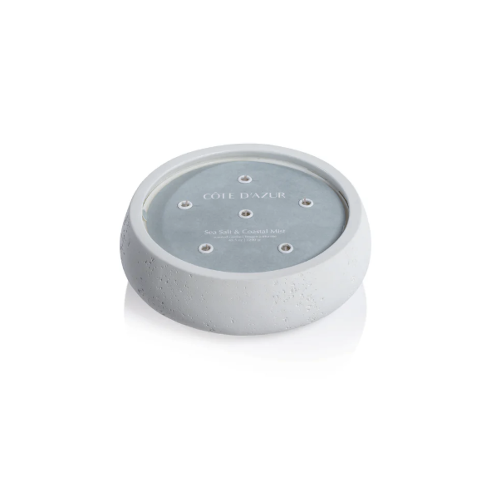 Outside The Box 8" Cote D'Azur Sea Salt & Coastal Mist Scented 6 Wick White Concrete Candle