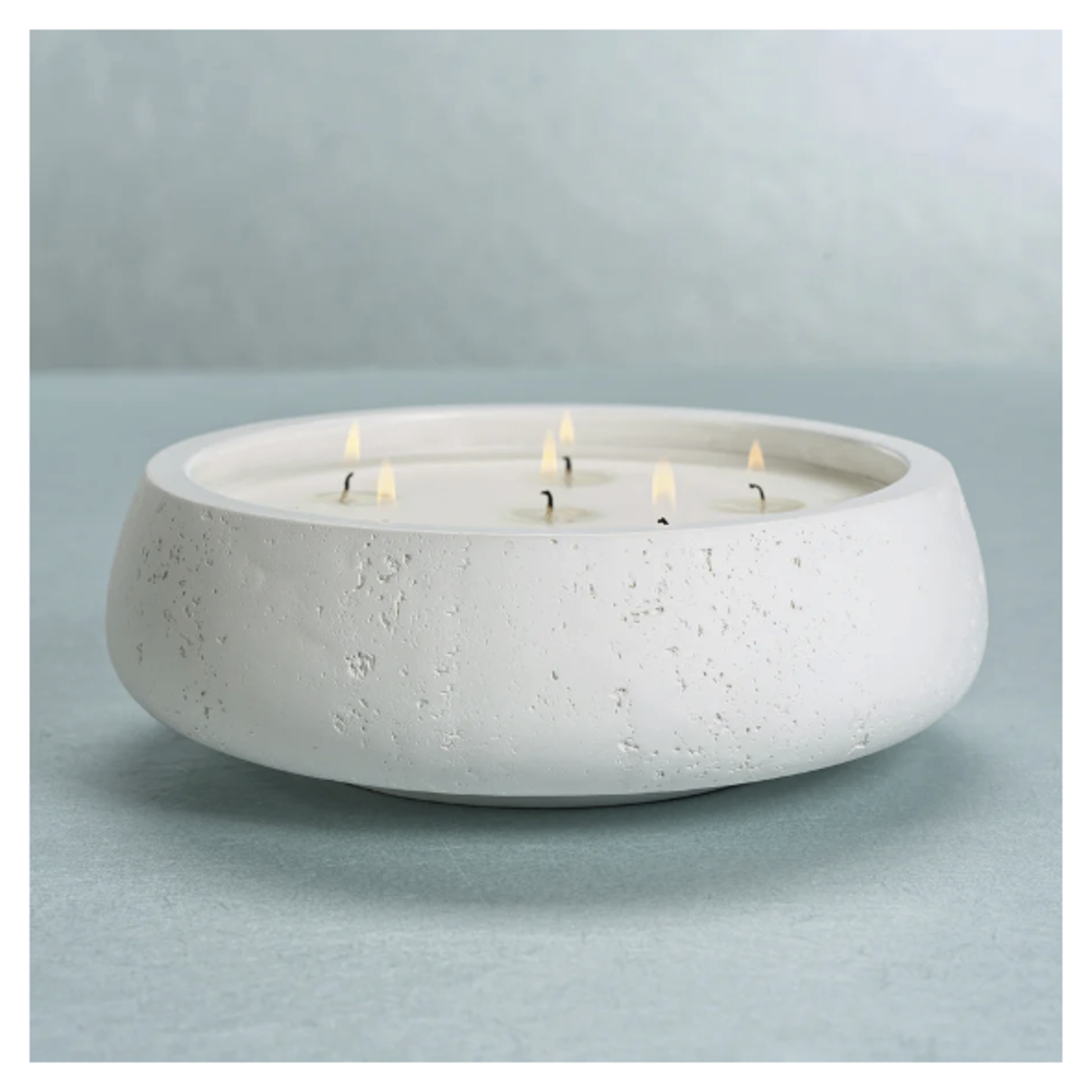 Outside The Box 8" Cote D'Azur Sea Salt & Coastal Mist Scented 6 Wick White Concrete Candle