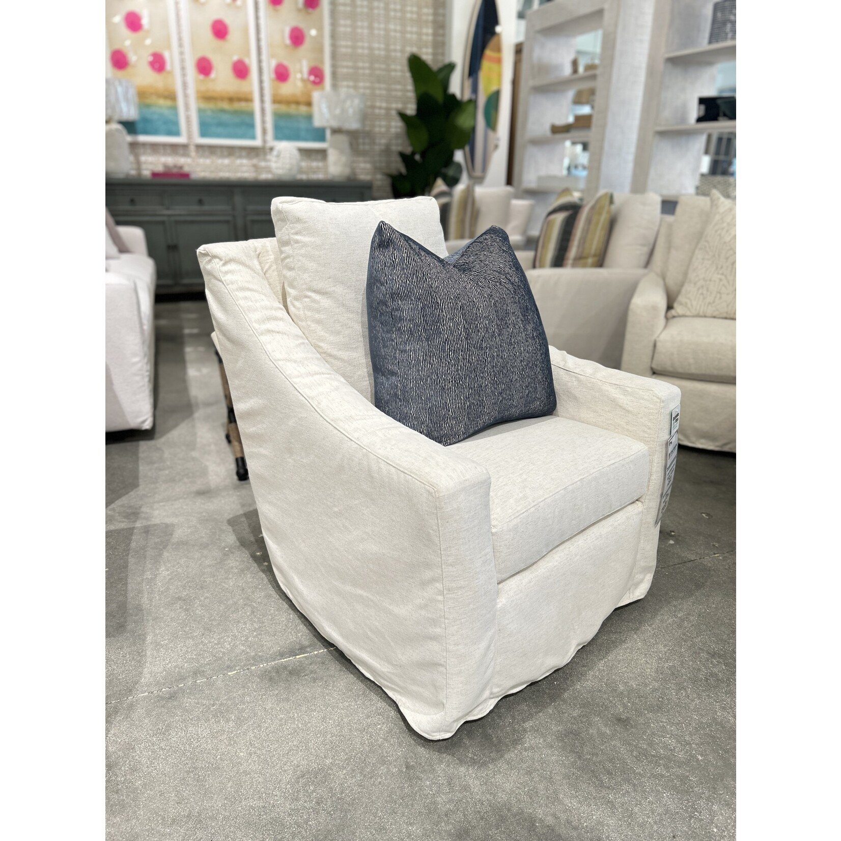 Outside The Box Cason Nomad Snow Performance Fabric Trillium Swivel Glider Accent Chair - Slipcover