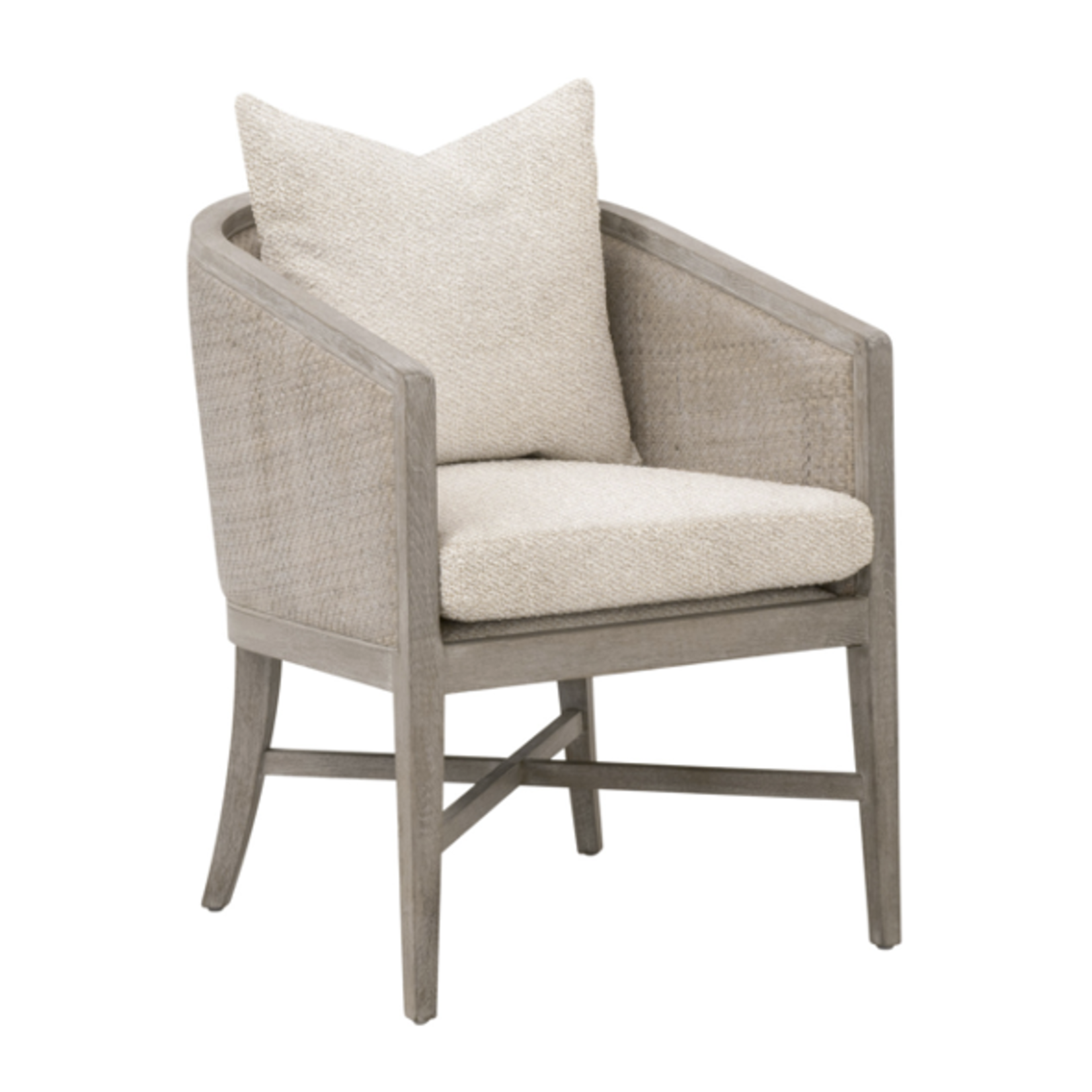Outside The Box McGuire Livesmart Gellar Linen & Natural Gray Solid Oak Wood W/ Arm Chair