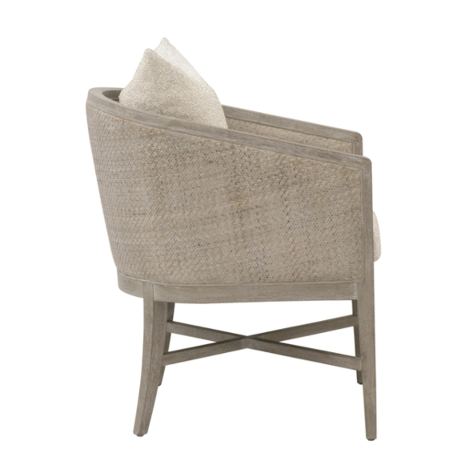 Outside The Box McGuire Livesmart Gellar Linen & Natural Gray Solid Oak Wood W/ Arm Chair