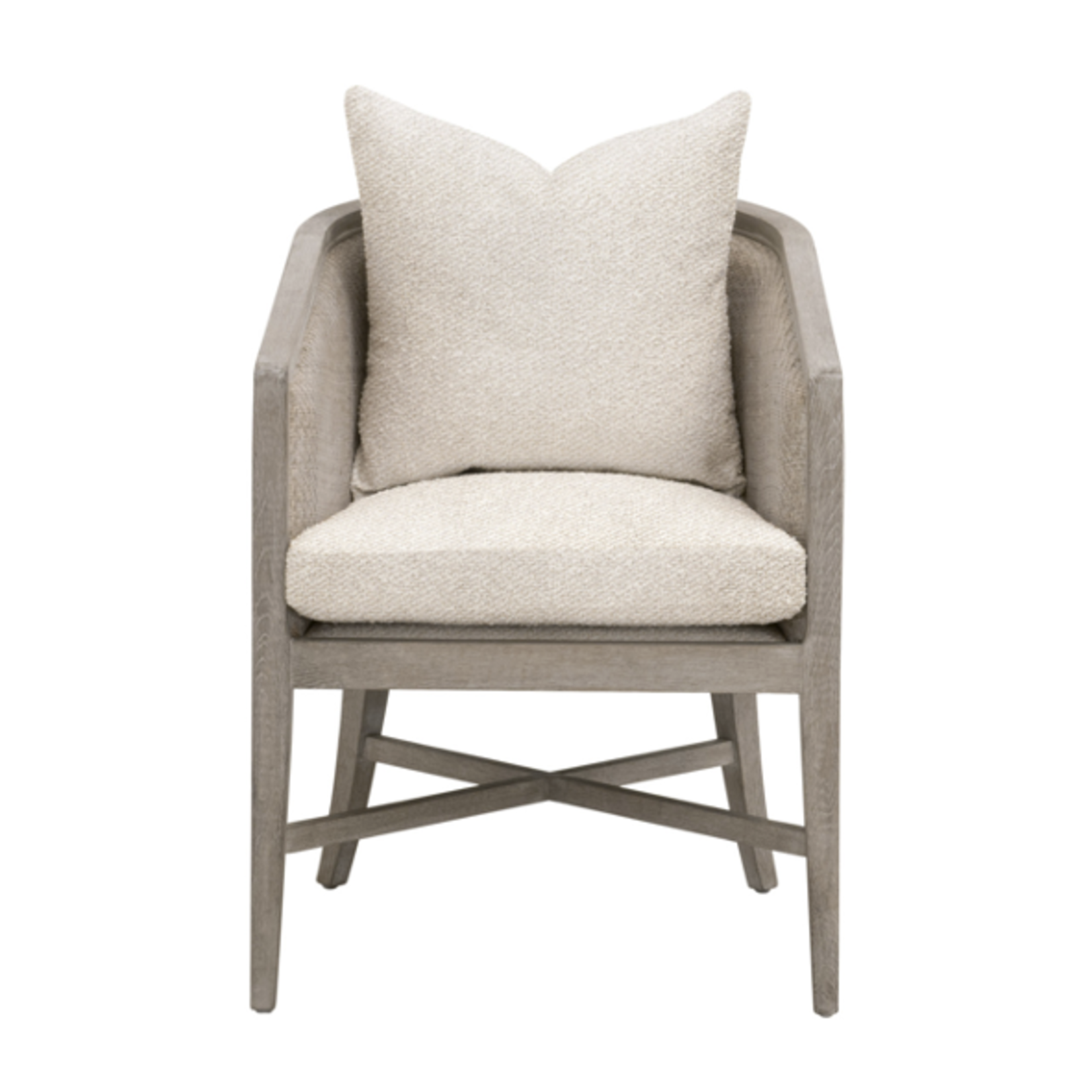 Outside The Box McGuire Livesmart Gellar Linen & Natural Gray Solid Oak Wood W/ Arm Chair