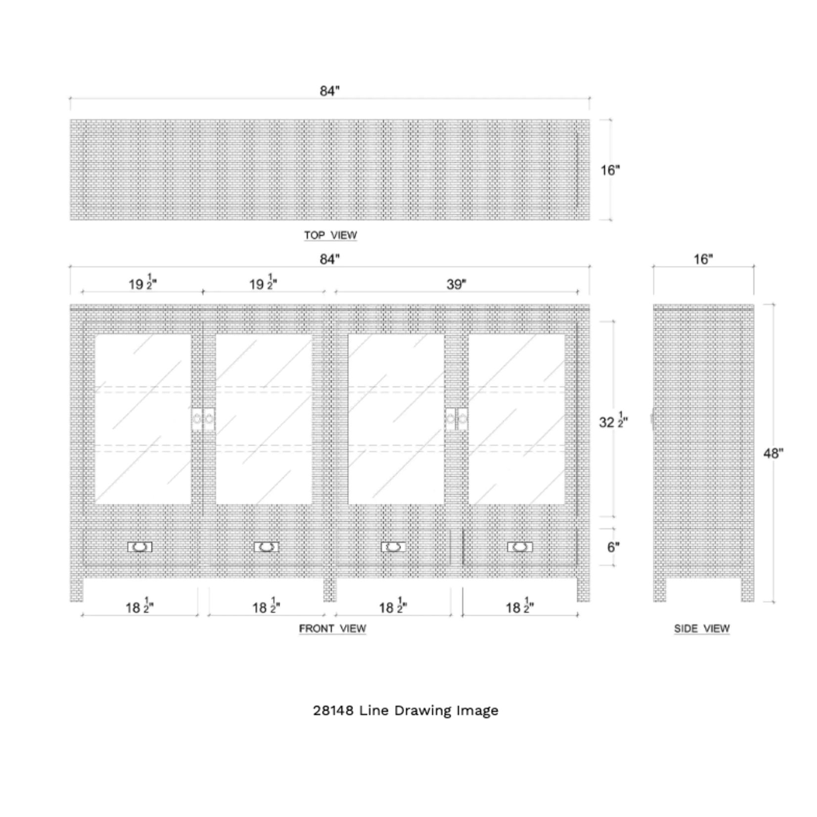 Outside The Box 84x16x48 Kagu Rattan 4 Door Low Cabinet In Natural - RNAT