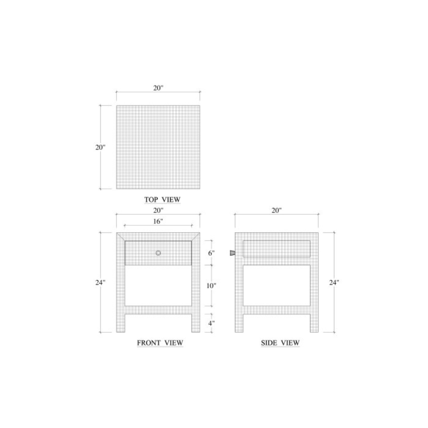 Outside The Box 20x20x24 Set Of 2 Kagu Mahogany 1 Drawer Nightstand Rattan Wrapped In Natural - RNAT