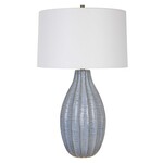 Outside The Box 28" Uttermost Veston Blue Glazed Scalloped Table Lamp