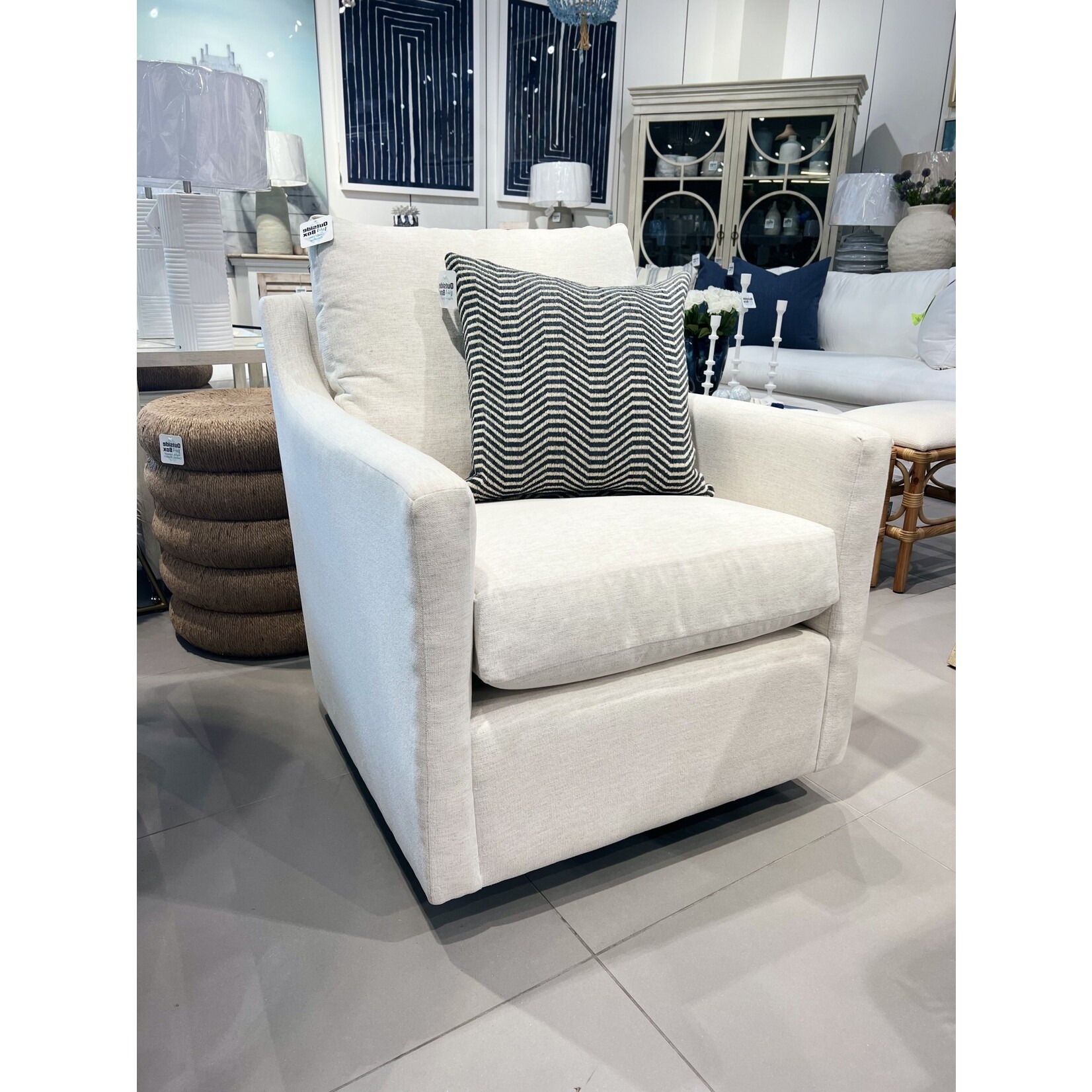 Outside The Box Miles Nomad Snow Performance Fabric Trillium XL Swivel Glider Accent Chair - Upholstered