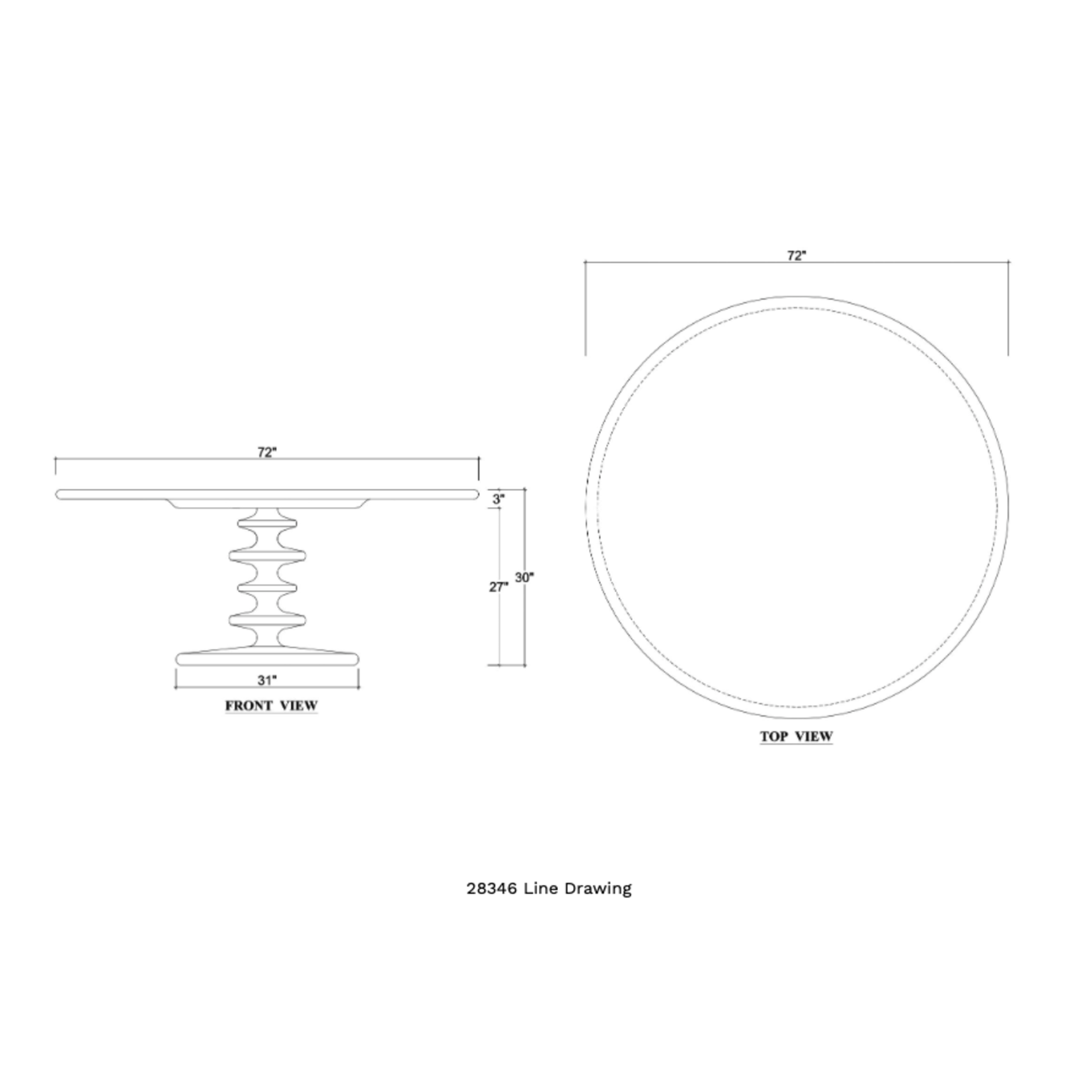 Outside The Box 72" Milano Solid Mahogany Pedestal Round Dining Table In Fruitwood & White - FRW