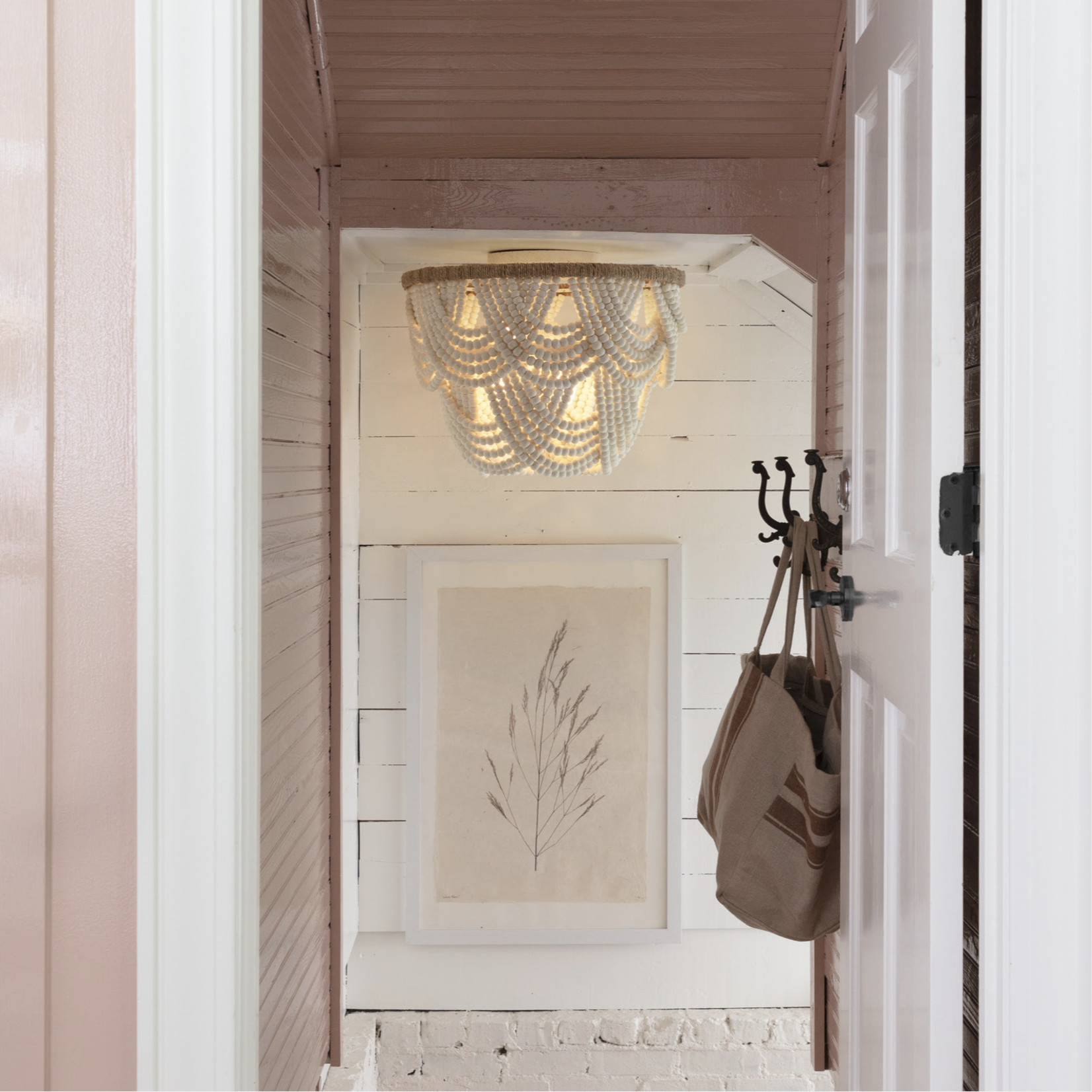 Outside The Box 18" Regina Andrew Lorelei White Wood Bead Chandelier