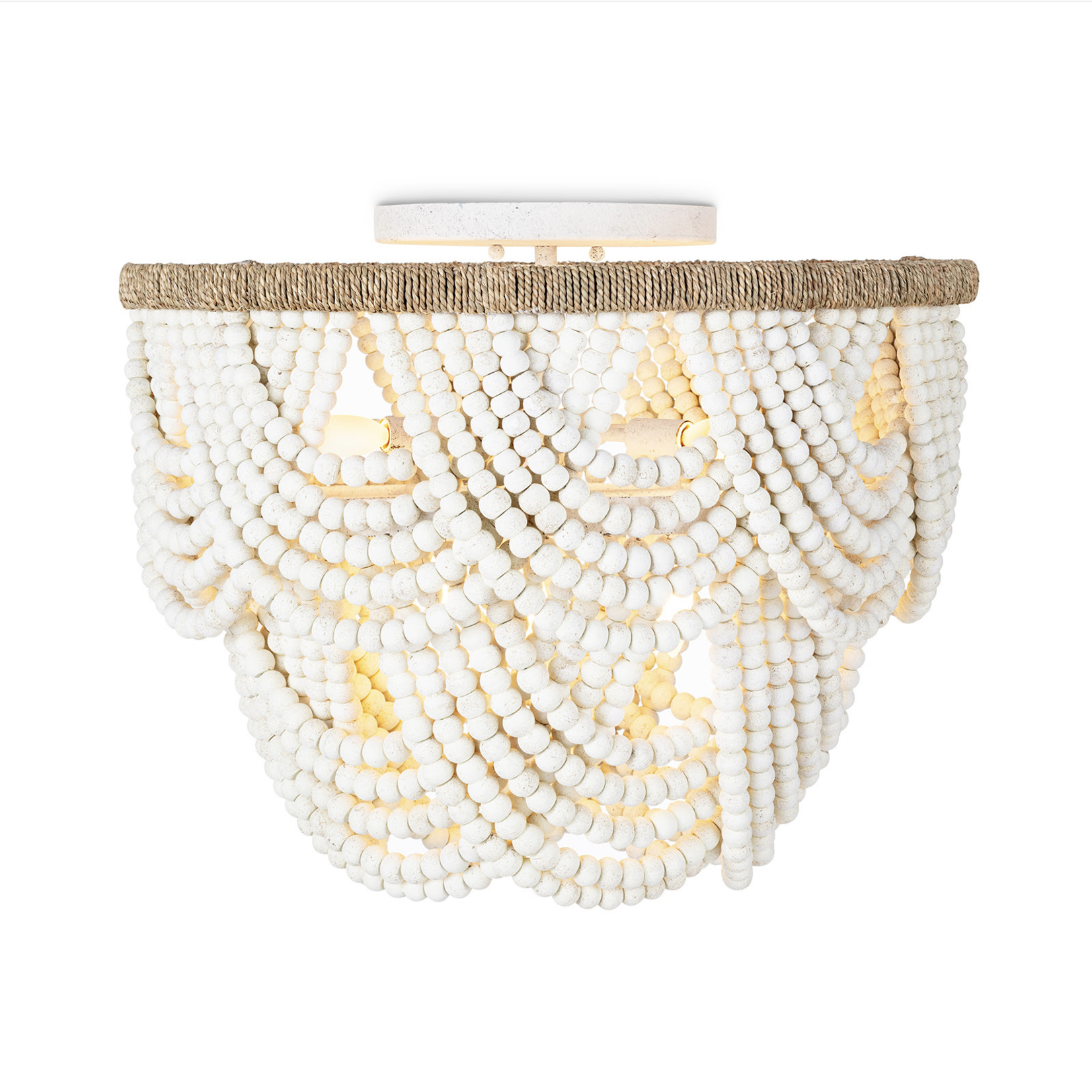 Outside The Box 18" Regina Andrew Lorelei White Wood Bead Chandelier